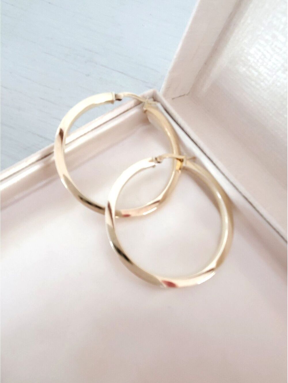 Vintage Sterling Silver Gold-tone 1.5" Hollow Hoop Earrings